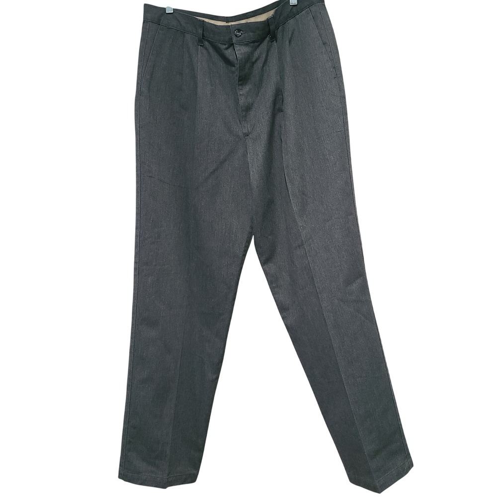 Dockers Mens 38x34 Gray No Wrinkle Twill Classic Fit Pleated Pants